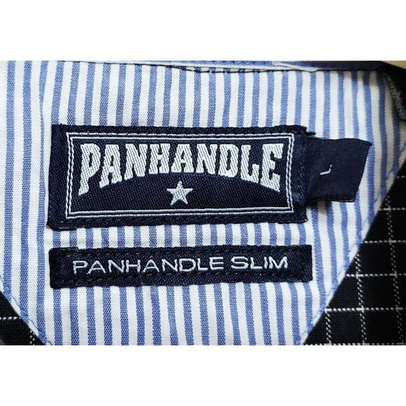 Panhandle Slim Western Shirt Mens Size Large Blue Plaid Pearl  Snap Long Sleeve - Picture 2 of 3